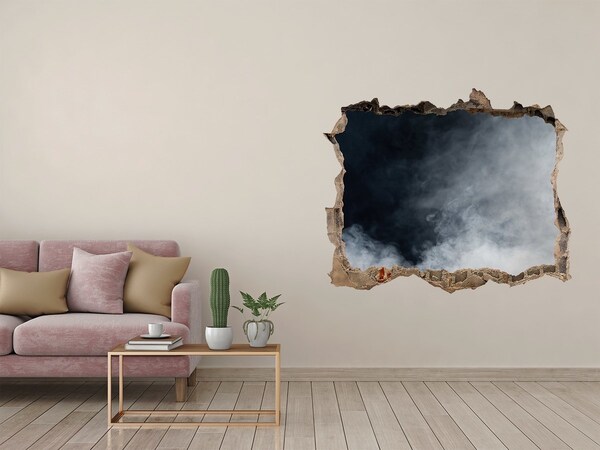Hole in the wall decal A broken wall with a view of the cloud