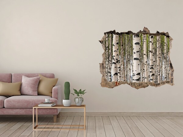 Hole in the wall decal Birch forest behind the wall