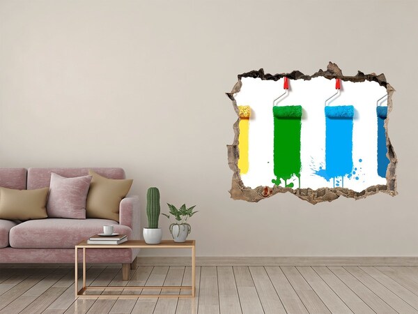 Hole in the wall sticker Painting rollers