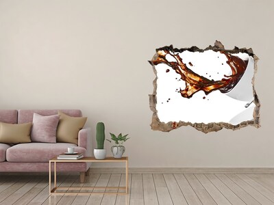 3D wall hole wallpaper Spilled coffee