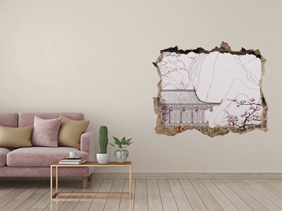 3D wall hole wallpaper Immersion in Asian architecture
