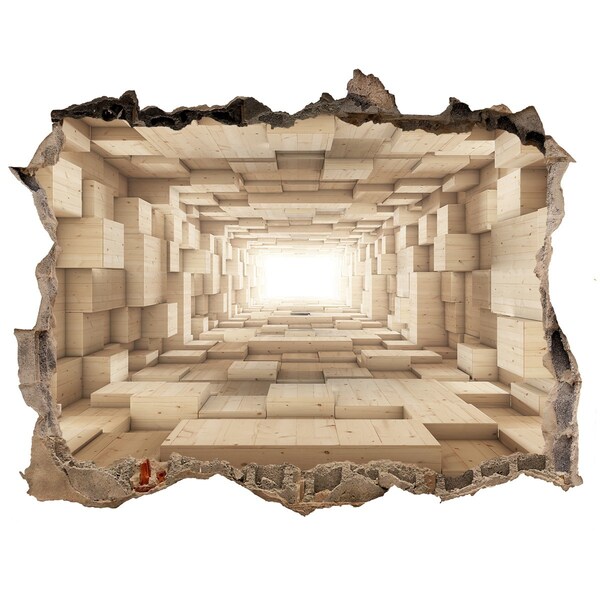 Hole in the wall decal Wooden maze in the wall