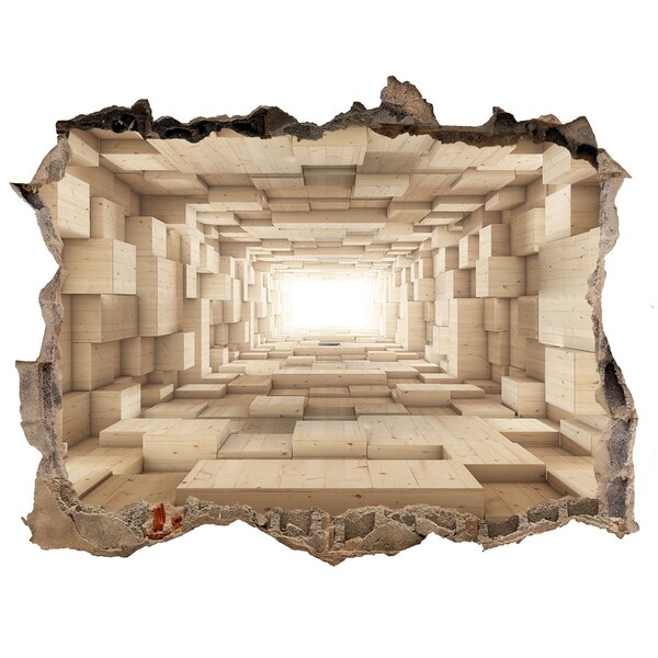 Hole in the wall decal Wooden tunnel