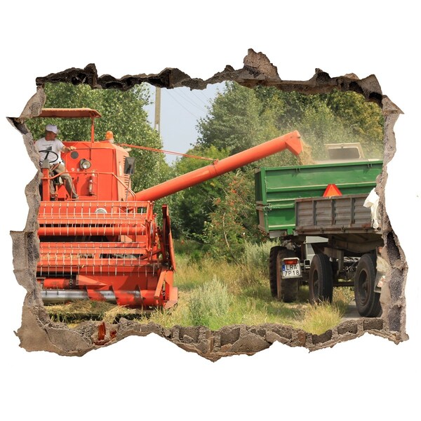 Hole wall sticker Agricultural machinery in action