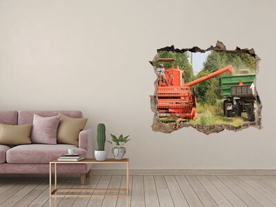 Hole wall sticker Agricultural machinery in action
