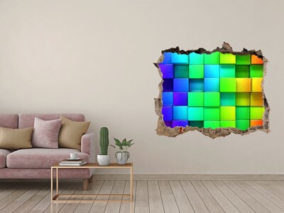 Hole wall sticker Colorful boxes