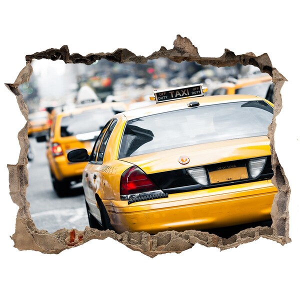 Hole in the wall decal New York taxis in action