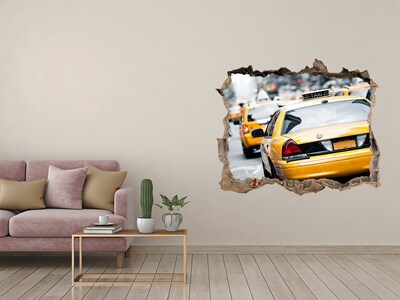 Hole in the wall decal New York taxis in action