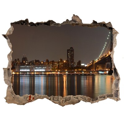 3D wall hole View of New York at night