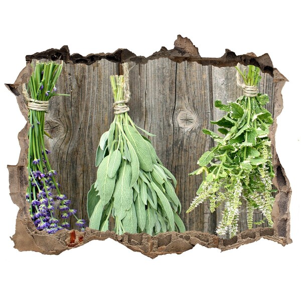 3D wall hole Herbs in a Rustic Kitchen