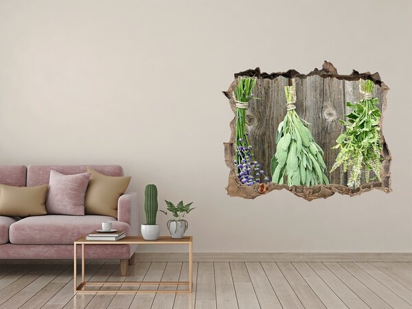 3D wall hole Herbs in a Rustic Kitchen