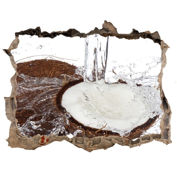 Hole in the wall sticker Coconut in a stream of water