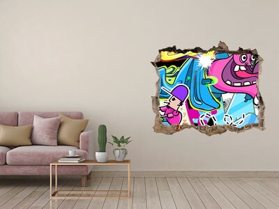 Hole in the wall decal A colorful mural with figures and graffiti
