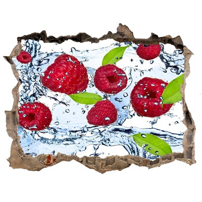 Hole in the wall sticker Raspberries in water