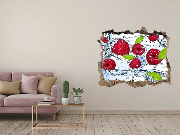 Hole in the wall sticker Raspberries and water