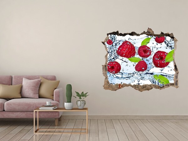 Hole in the wall sticker Raspberries in water