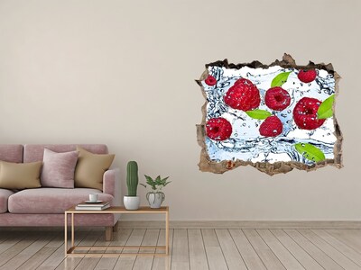 Hole in the wall sticker Raspberries in water