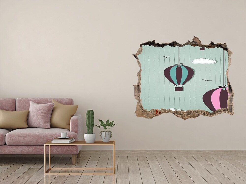 Hole in the wall sticker Flying balloons