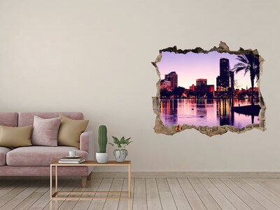 Hole in the wall sticker Sunset over the city