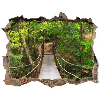 3D wall hole wallpaper A bridge among the greenery