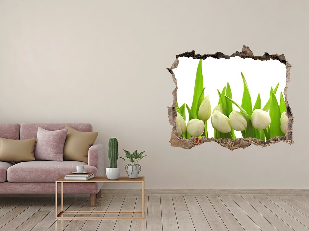 Hole in the wall decal White tulips