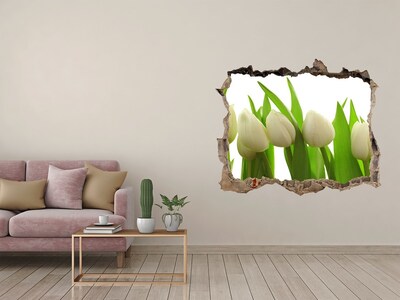 Hole in the wall decal White tulips