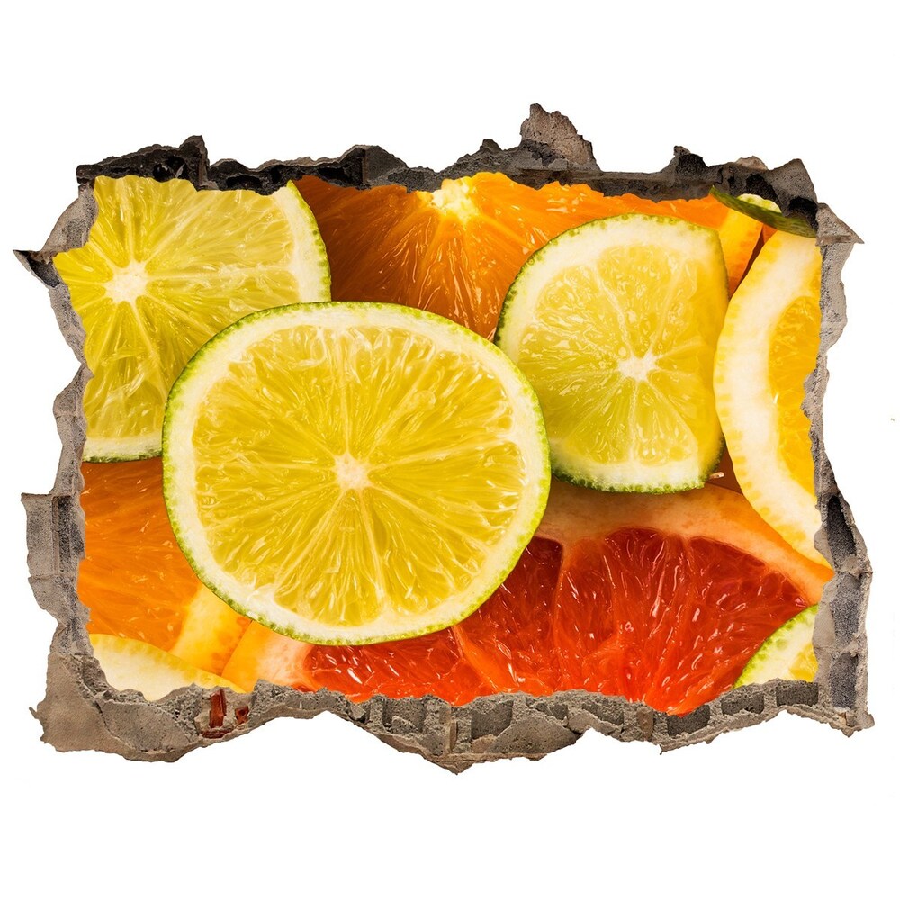 3D wall hole wallpaper Citrus fruits