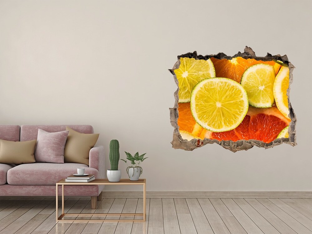 3D wall hole wallpaper Citrus fruits