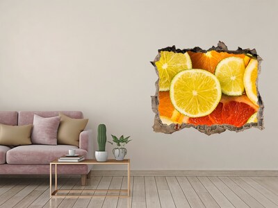 3D wall hole wallpaper Citrus fruits