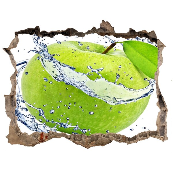 Hole wall sticker Green apple in water