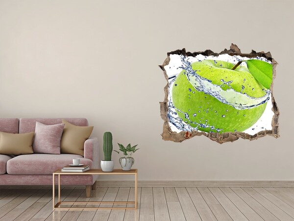 Hole wall sticker Green apple in water