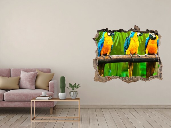 Hole wall sticker Tropical parrots in the jungle