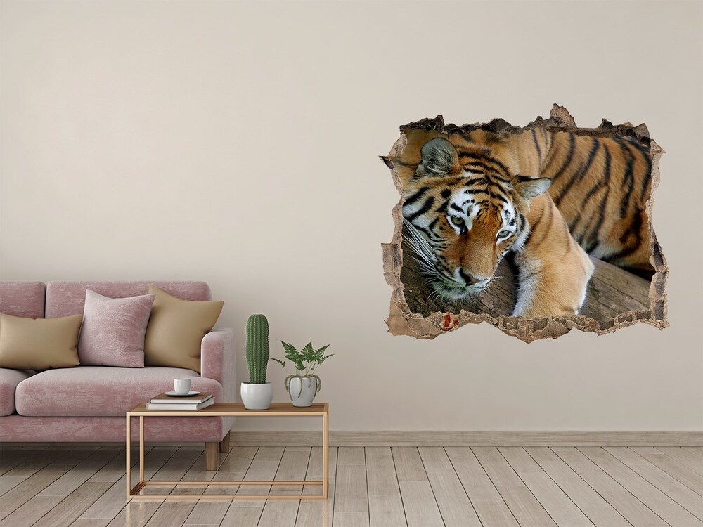 Hole wall sticker Tiger on a tree