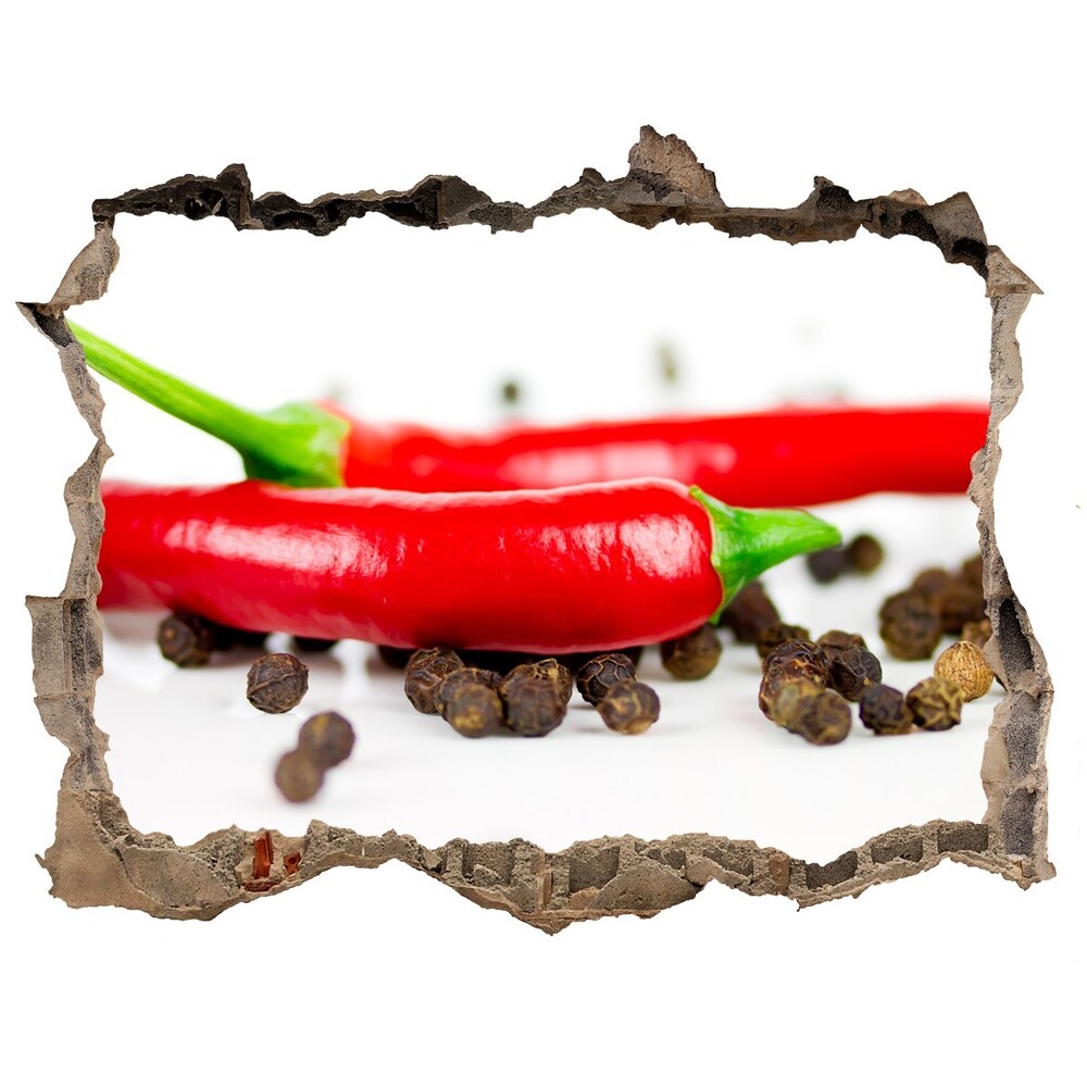 3D wall hole wallpaper Chilli and pepper