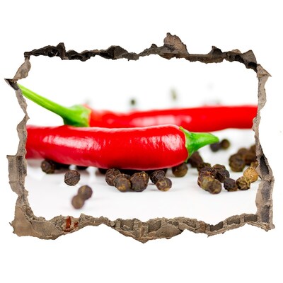 3D wall hole wallpaper Chilli and pepper