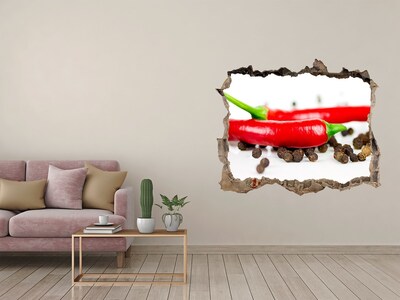 3D wall hole wallpaper Hot spices in the kitchen