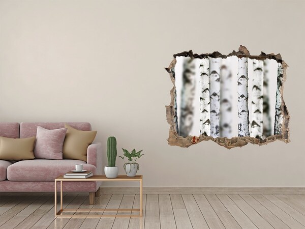 Hole wall sticker Birch trunks