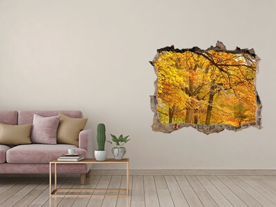 Hole wall sticker Golden autumn in the forest