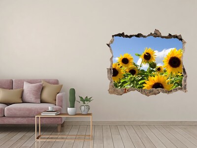 3D wall hole wallpaper Sunflowers in the daylight