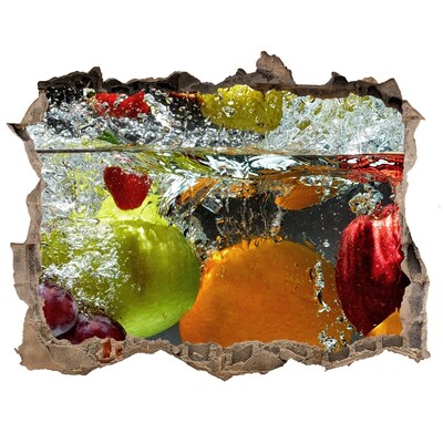 3D wall hole wallpaper Fruit Waterfall