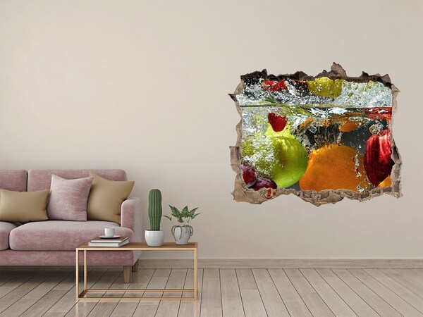 3D wall hole wallpaper Fruit Waterfall