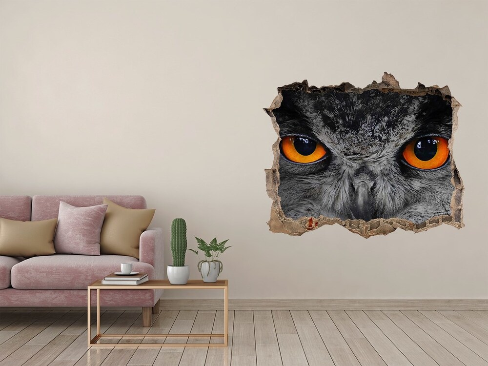 Hole wall sticker Owl devilish eyes