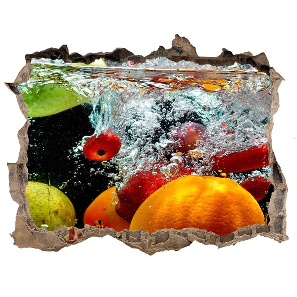 Hole wall sticker Fruit explosion in water