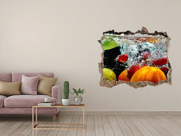 Hole wall sticker Fruit explosion in water