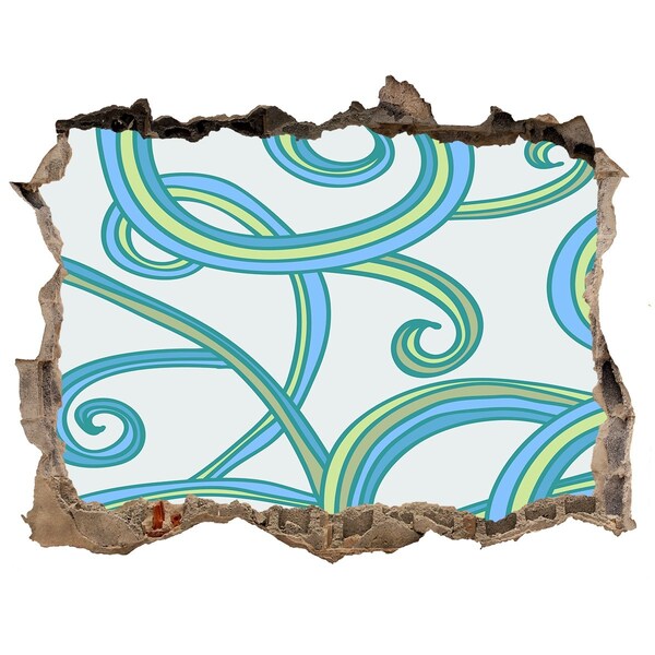 Hole wall sticker Colorful waves on the wall background