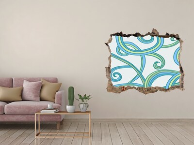 Hole wall sticker Colorful waves on the wall background