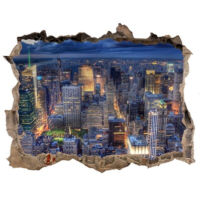 Hole in the wall decal New York skyline at night