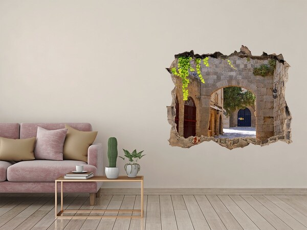 Hole wall sticker A charming old castle
