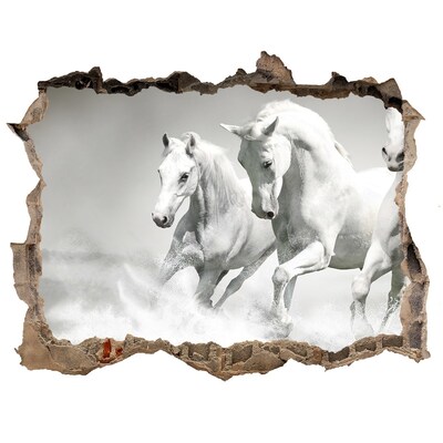 Hole wall sticker White horses