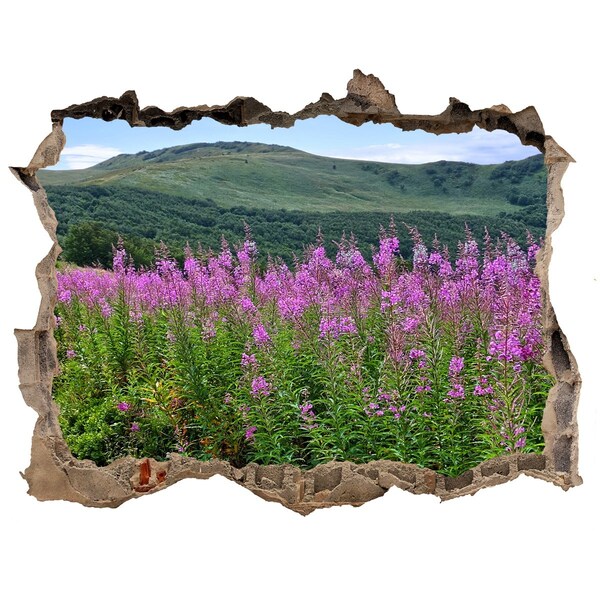 Hole in the wall sticker Floral landscape in the mountains